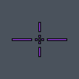 ahhh Valorant crosshair — cross with outer lines and a center dot, custom color #A836FF