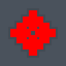 Big Heart Valorant crosshair — cross with outer lines and a center dot, red