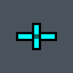 CrosshairValo Valorant crosshair — cross with outer lines and a center dot, cyan