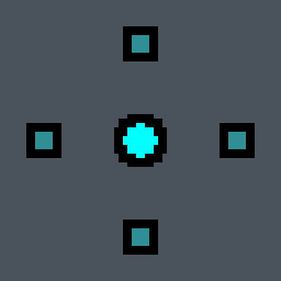 crow Valorant crosshair — cross with outer lines and a center dot, cyan