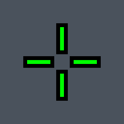 Dizzy Valorant crosshair — classic cross, green