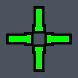 Flappy Bird Valorant crosshair — cross with outer lines, green