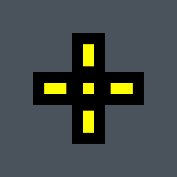 Floppy Valorant crosshair — cross with a center dot, yellow