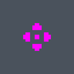 Flower 2 Valorant crosshair — cross with outer lines and a center dot, pink