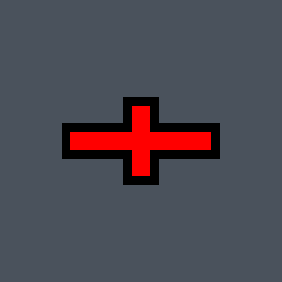 Hee Valorant crosshair — cross with outer lines and a center dot, red