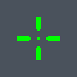 Hiko Valorant crosshair — cross with outer lines and a center dot, green
