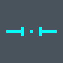 lineup Valorant crosshair — cross with outer lines and a center dot, cyan
