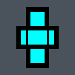 Steve Valorant crosshair — cross with outer lines, cyan