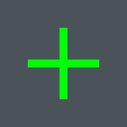 True Valorant crosshair — classic cross, green