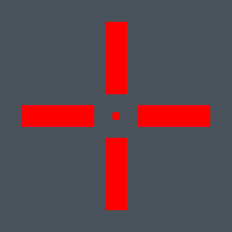 Vandall Valorant crosshair — cross with a center dot, red